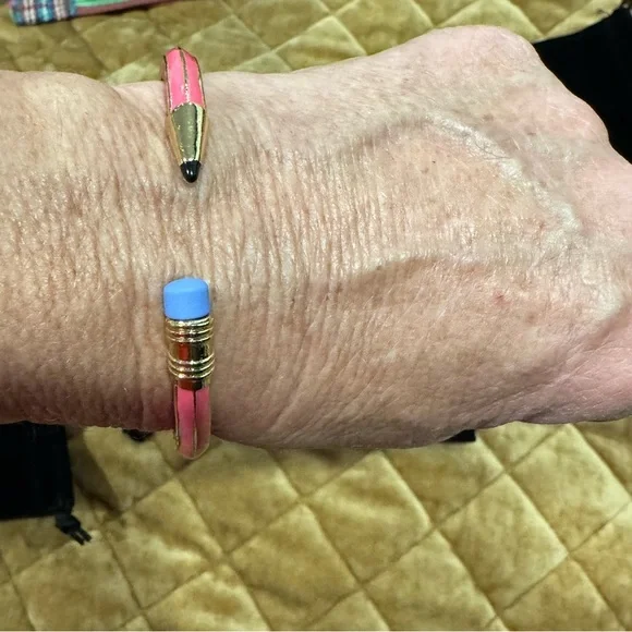 BETSEY JOHNSON fun “pencil” bracelet in PINK( w/blue “eraser”!) great gift🩷🩵🩷